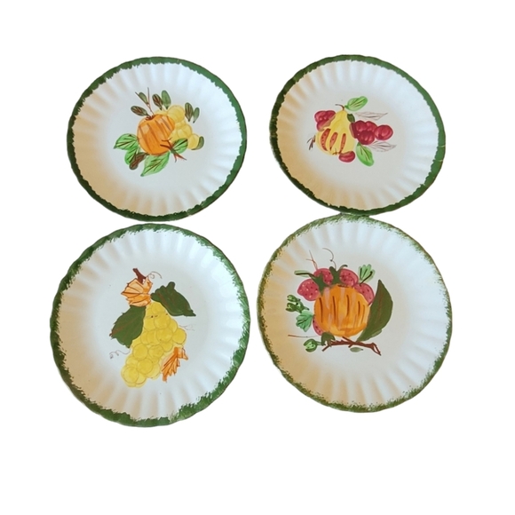 Vintage Blue Ridge Hand Painted Underglaze Southern Potteries Set of 4 Plates - Picture 1 of 9